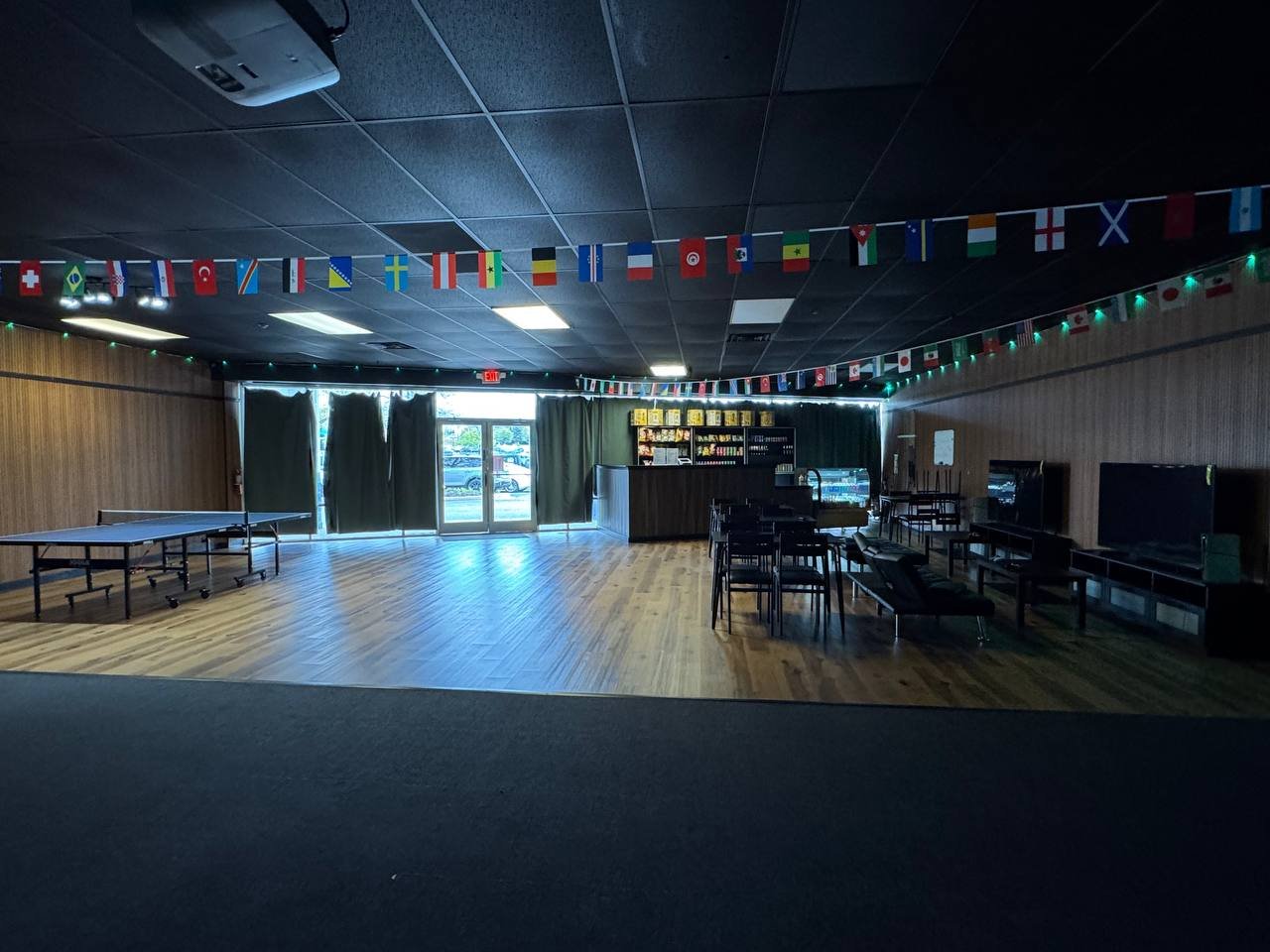 The seating and gaming area at VIP BILLIARDS
